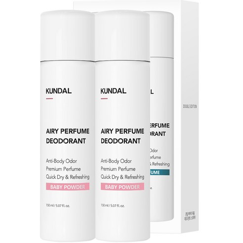 데오드란트 추천 순위 쿤달 데오드란트 스프레이 베이비파우더향, 150ml, 2개 가성비 유행 아이템